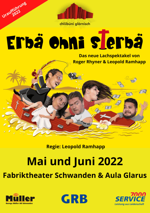 Plakat zur Theaterproduktion 2022 der Chliibüni Glärnisch mit dem Titel Erbä Ohni Sterbä